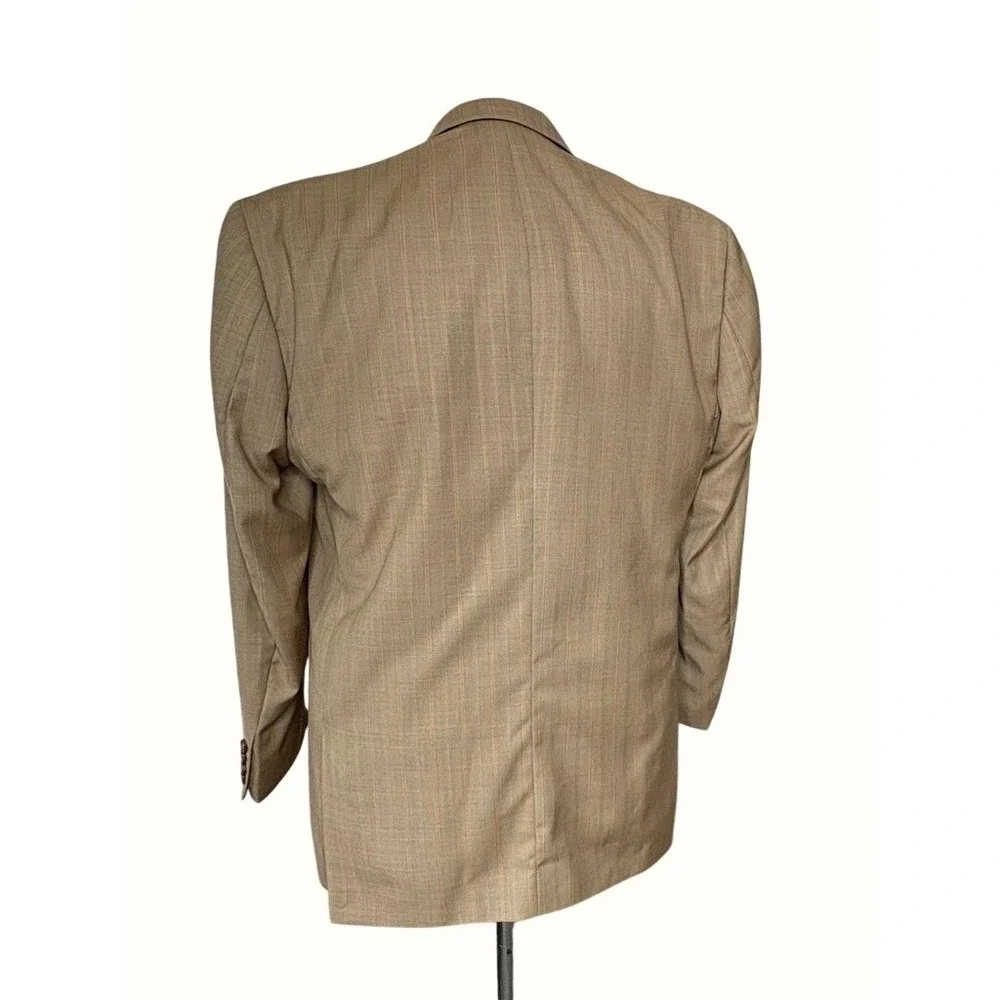 Michael Irvin 88 Tailored Tan Stripe Sport Coat 42R Notched Collar 4 Button
